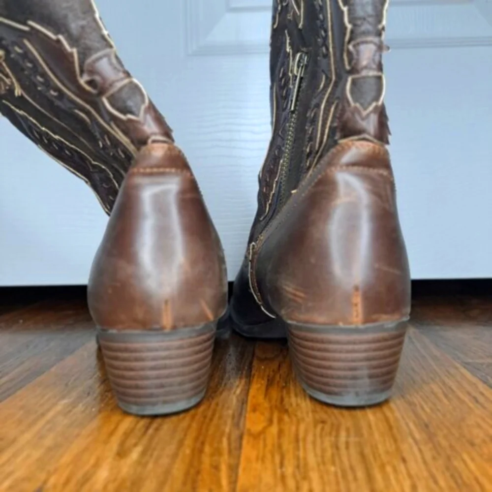 FRYE Carson Firebird Brown Western Style Cowboy Boots Size 5